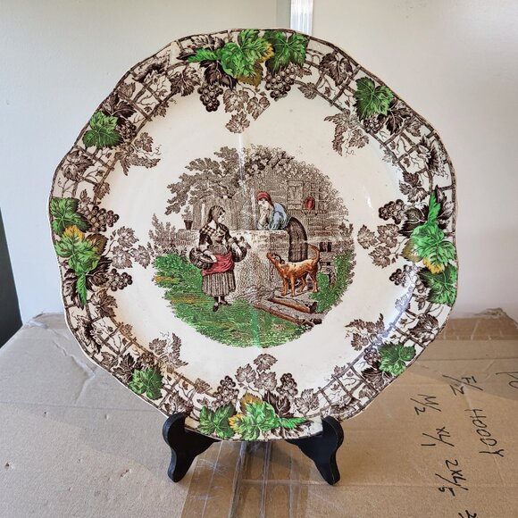 SPODE COPELAND SPODE'S BYRON SANDWICH PLATE IRONSTONE PLATTER BROWN +WHITE GUC - Picture 1 of 9